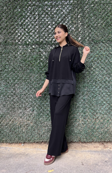 Clande Kemer Kısmı Cupra Penye Pantolon SİYAH - 3