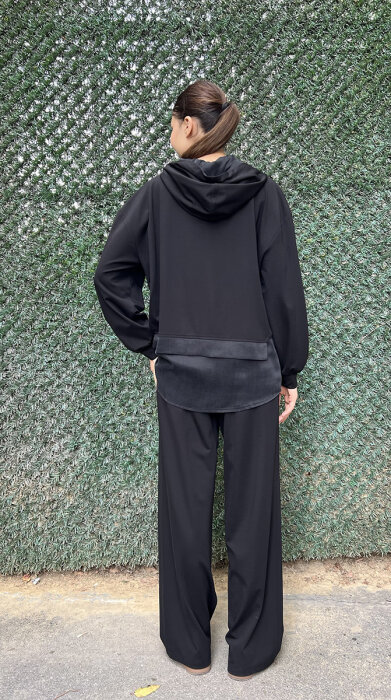 Clande Kemer Kısmı Cupra Penye Pantolon SİYAH - 4