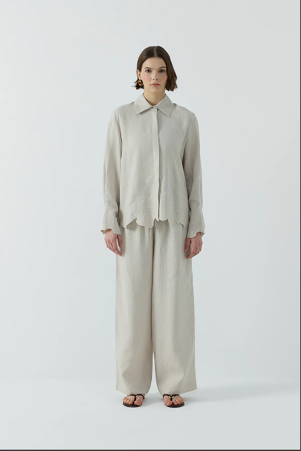 Clande Keten Gömlek BEJ - 3