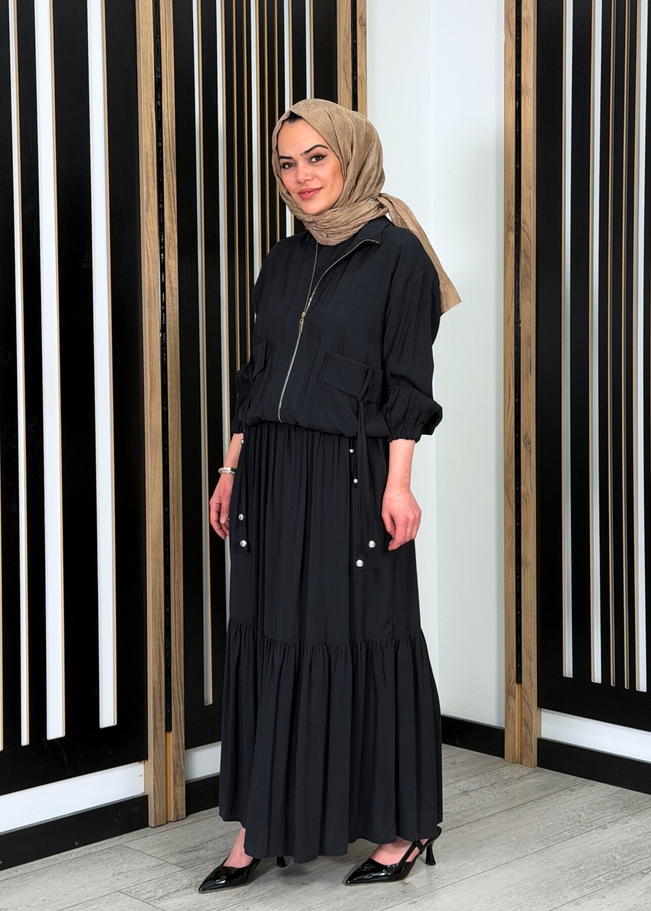 Clande Kolsuz Elbise Ceket Takım SİYAH - 2