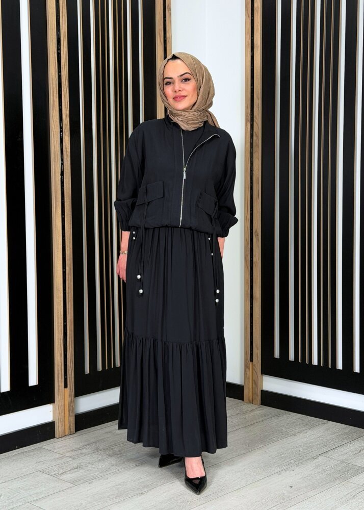 Clande Kolsuz Elbise Ceket Takım SİYAH - 3