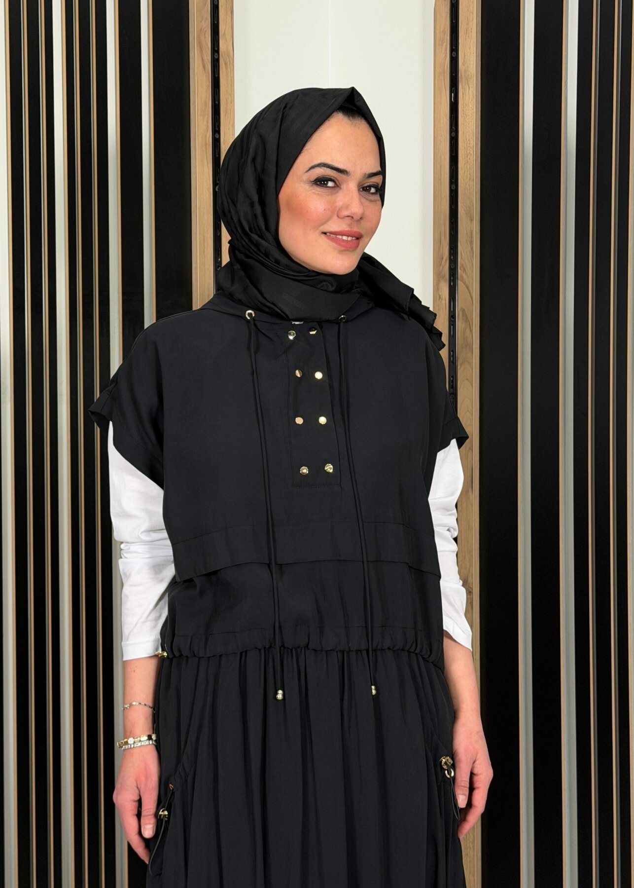 Clande Kolsuz Kapüşonlu Tunik SİYAH - 1