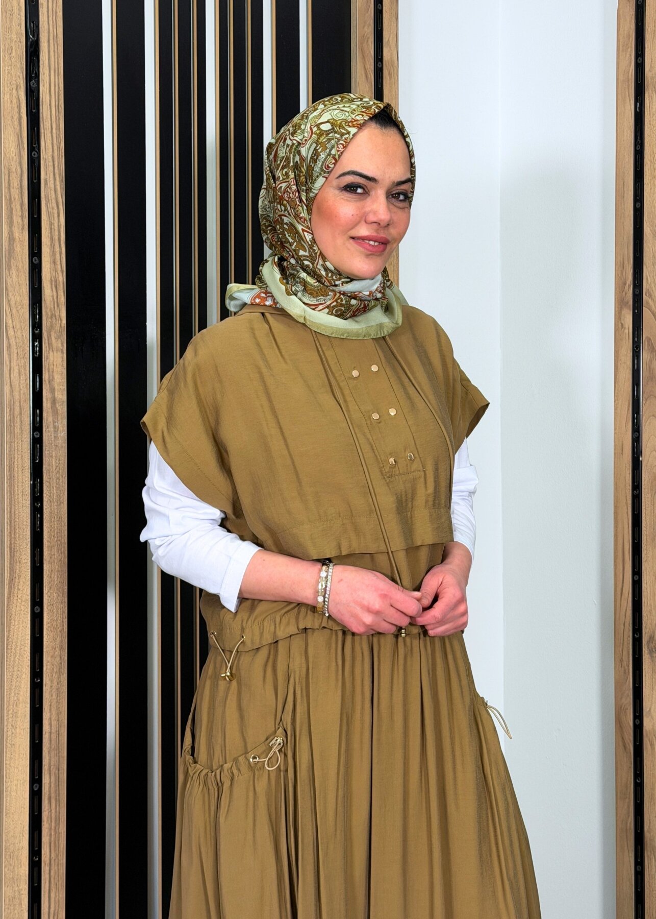 Clande Kolsuz Kapüşonlu Tunik TABA - 1