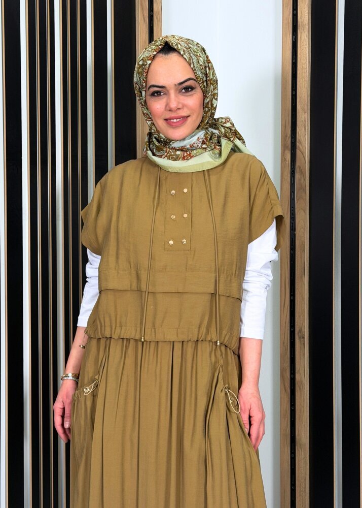 Clande Kolsuz Kapüşonlu Tunik TABA - 2