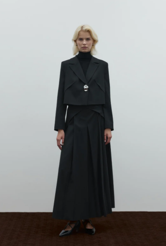 Clande Kumaşı Simli Etek SİYAH