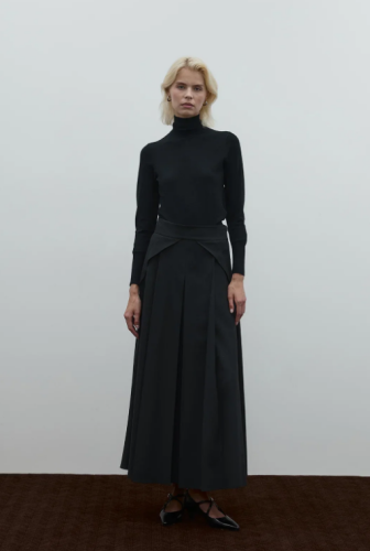 Clande Kumaşı Simli Etek SİYAH (1)