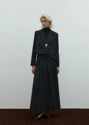 Clande Kumaşı Simli Kısa Ceket SİYAH - 2