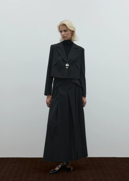 Clande Kumaşı Simli Kısa Ceket SİYAH - 2