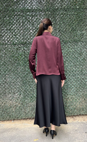 Clande Önden Bağlama Bluz BORDO - 5