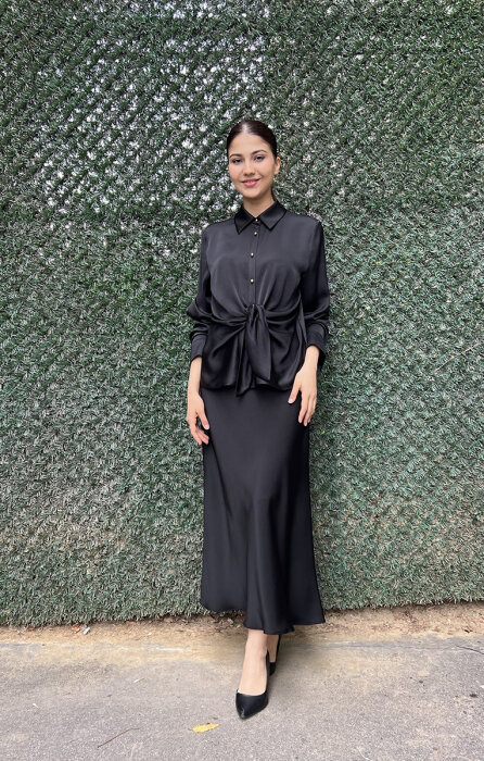 Clande Önden Bağlama Bluz SİYAH - 2