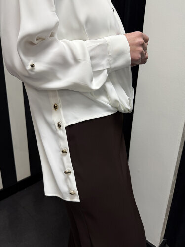 Clande Önü Bağlamalı Gömlek EKRU - 2