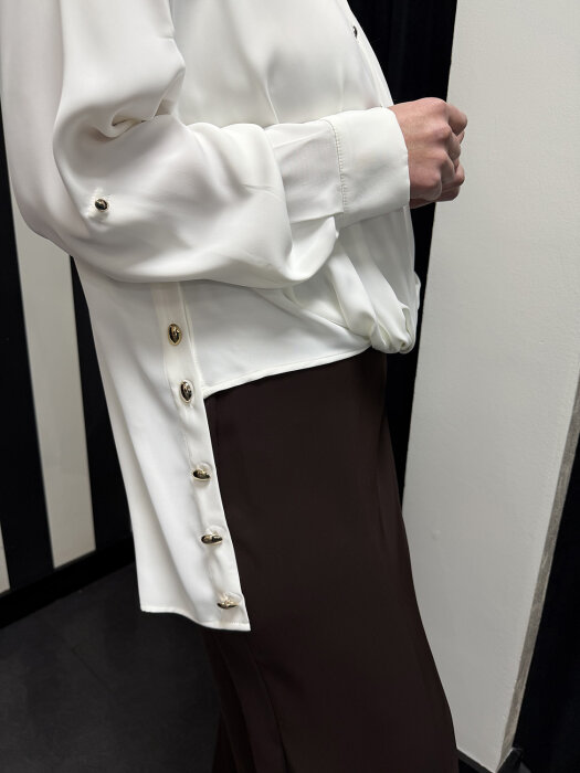 Clande Önü Bağlamalı Gömlek EKRU - 2