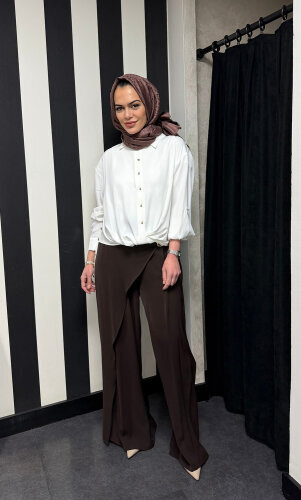 Clande Önü Bağlamalı Gömlek EKRU - 3