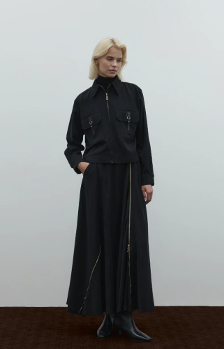 Clande Önü Fermuarlı Kot Ceket SİYAH - 2