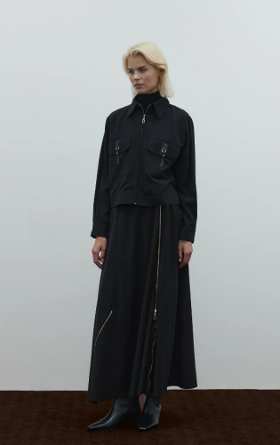 Clande Önü Fermuarlı Kot Ceket SİYAH - 3