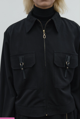 Clande Önü Fermuarlı Kot Ceket SİYAH - 5