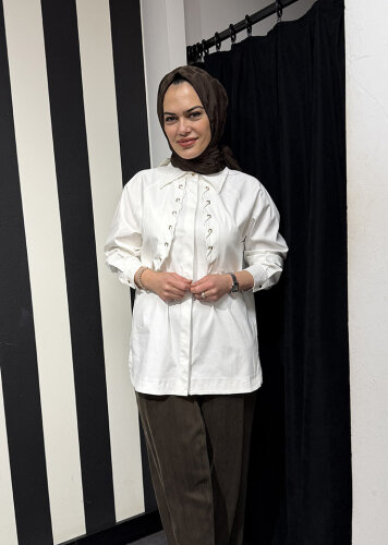 Clande Önü Kapaklı Gömlek EKRU - 3