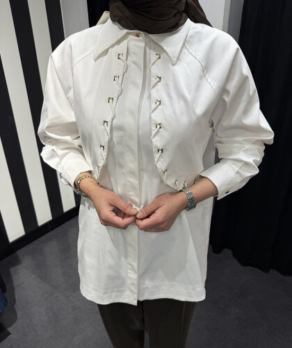 Clande Önü Kapaklı Gömlek EKRU - 4