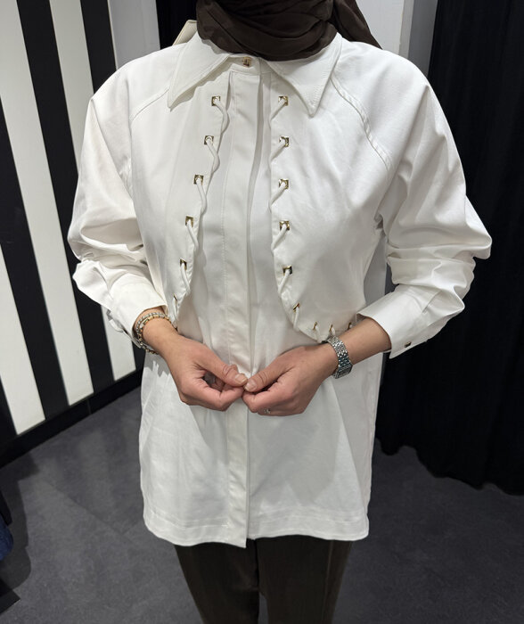 Clande Önü Kapaklı Gömlek EKRU - 4