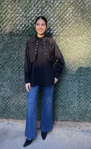 Clande Önü Kapaklı Gömlek SİYAH - 3