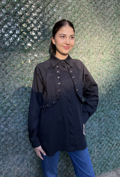 Clande Önü Kapaklı Gömlek SİYAH - 1