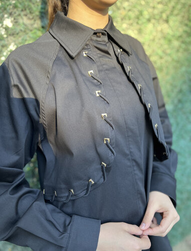 Clande Önü Kapaklı Gömlek SİYAH - 2