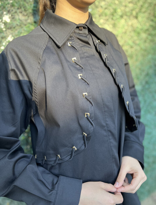 Clande Önü Kapaklı Gömlek SİYAH - 2