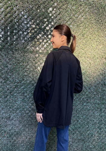 Clande Önü Kapaklı Gömlek SİYAH - 5