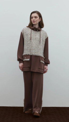 Clande Paçası Zımbalı Pantolon KAHVE