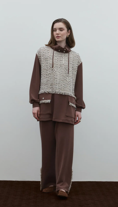 Clande Paçası Zımbalı Pantolon KAHVE - 1