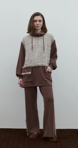 Clande Paçası Zımbalı Pantolon KAHVE - 2