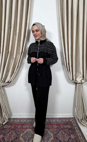 Clande Paçası Zımbalı Pantolon SİYAH - 3