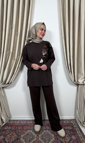 Clande Pullu Tunik KAHVE - 4