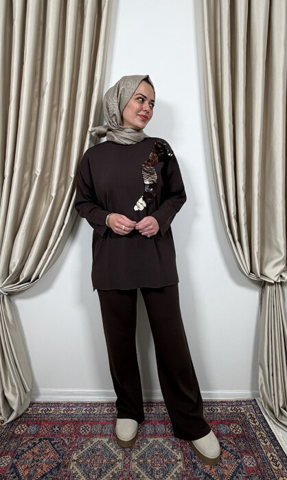 Clande Pullu Tunik KAHVE - 4