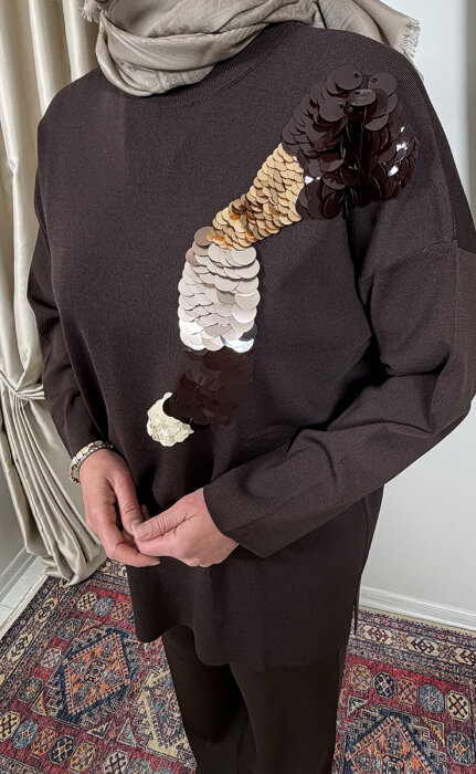 Clande Pullu Tunik KAHVE - 2