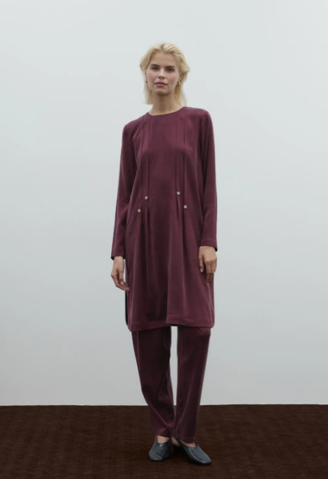 Clande Taş Detaylı Cupra Uzun Tunik BORDO - 2