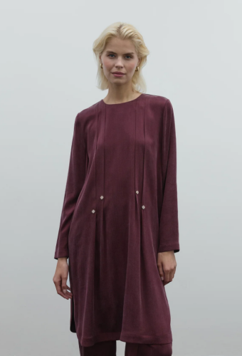 Clande Taş Detaylı Cupra Uzun Tunik BORDO 