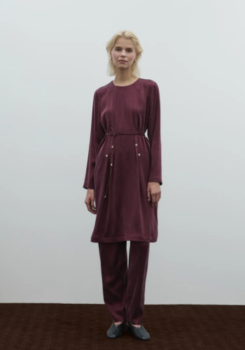 Clande Taş Detaylı Cupra Uzun Tunik BORDO - 6