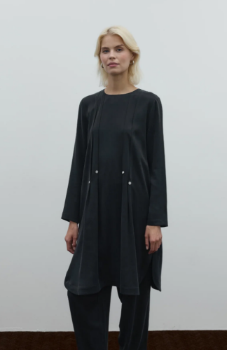 Clande Taş Detaylı Cupra Uzun Tunik SİYAH - 1