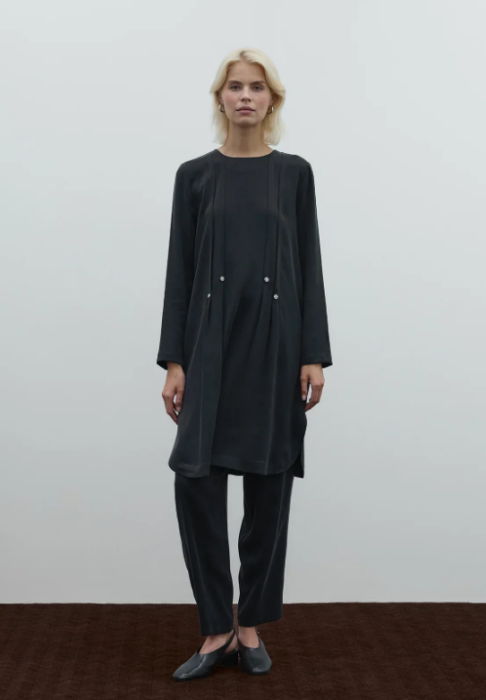 Clande Taş Detaylı Cupra Uzun Tunik SİYAH - 2