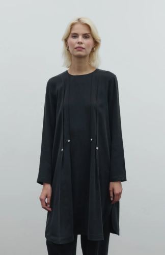 Clande Taş Detaylı Cupra Uzun Tunik SİYAH - 4
