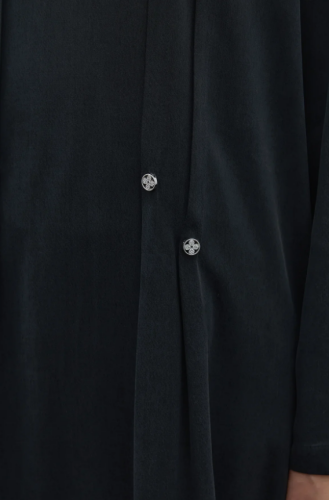 Clande Taş Detaylı Cupra Uzun Tunik SİYAH - 5