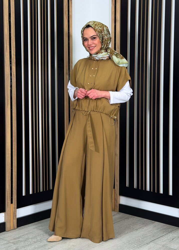 Clande Tokalı Pantolon TABA - 3