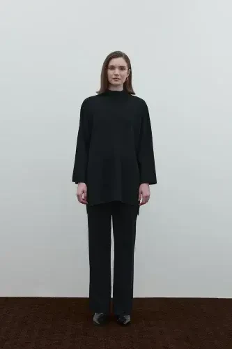 Clande Triko Pantolon SİYAH