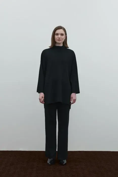 Clande Triko Pantolon SİYAH - 1