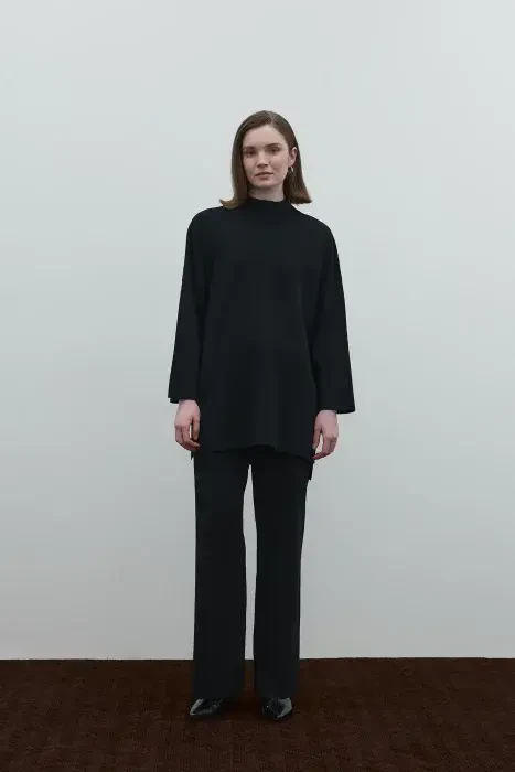 Clande Triko Pantolon SİYAH - 2