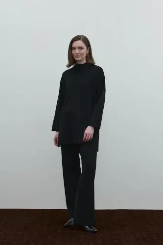 Clande Triko Pantolon SİYAH - 4