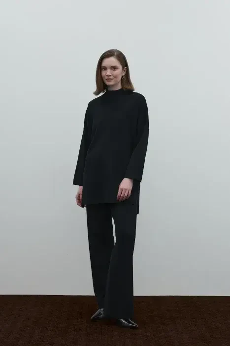 Clande Triko Pantolon SİYAH - 4