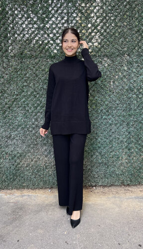 Clande Triko Pantolon SİYAH - 2