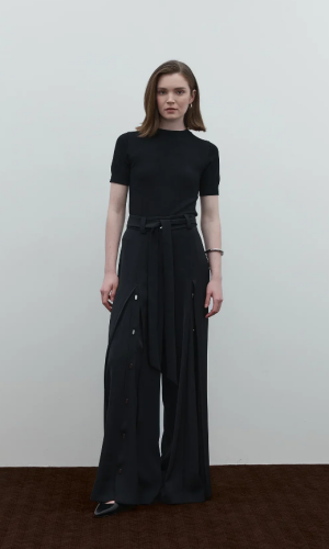 Clane Düğme Detaylı Pantolon SİYAH